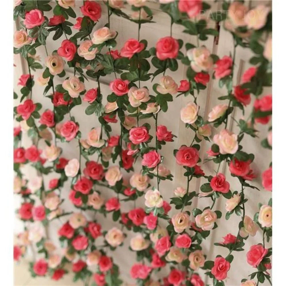 8pcs 65.6Ft Flower Garland, Fake Rose Vine Artificial Flowers Hanging Rose Ivy